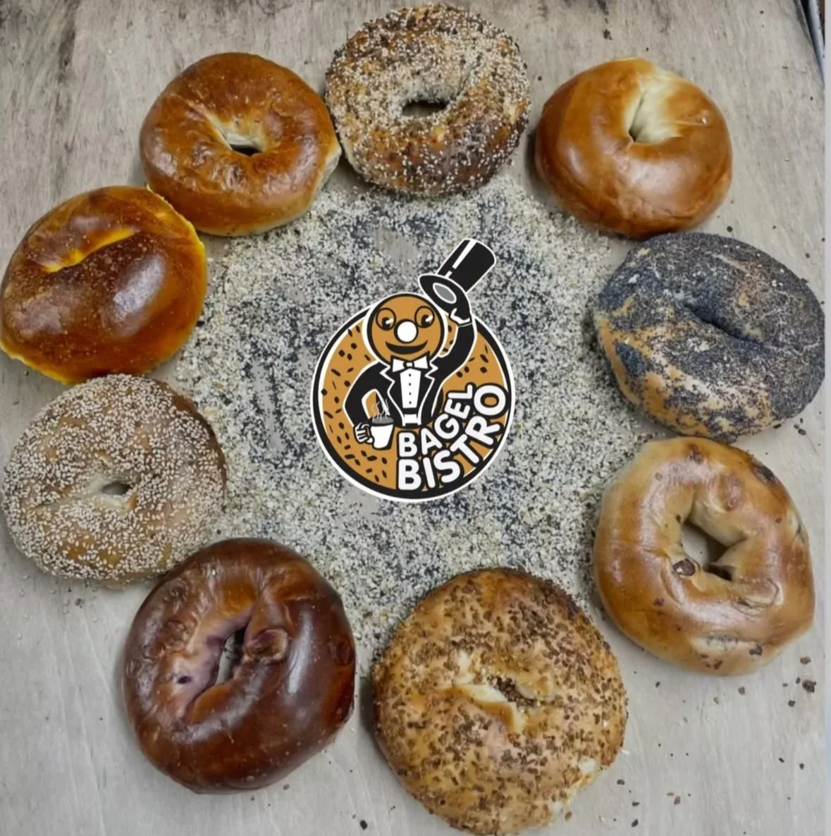 An assortment of Bagel Bistro bagels